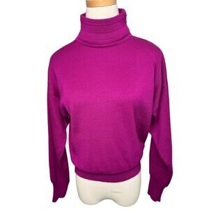 Vintage Tyrolia Skiwear wool blend turtleneck ski sweater raspberry size small S